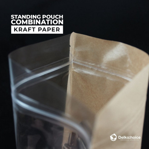 Standing Pouch Clear Kraft Paper 18x26 Ziplock Kombinasi Plastik Klip
