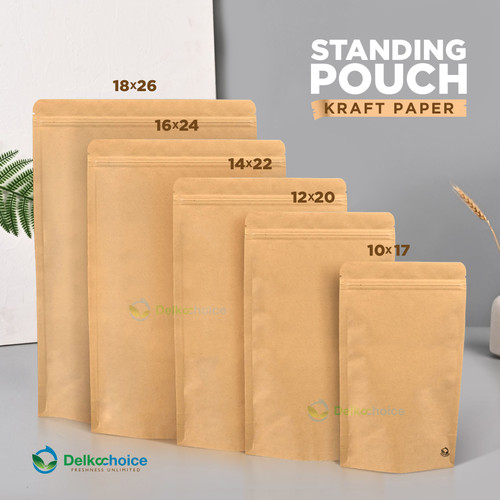 STANDING POUCH 18x26cm KRAFT PAPER NON WINDOW PLASTIK KLIP DELKOCHOICE