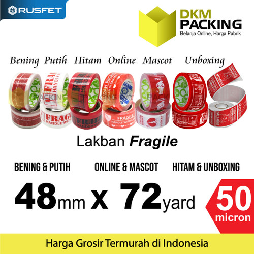 Lakban FRAGILE 48mm PREMIUM Plakban Isolasi TERMURAH / SATUAN
