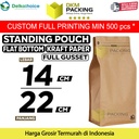 Standing Pouch 14x22cm FLAT BOTTOM KRAFT PAPER Kemasan Makanan-MURAH