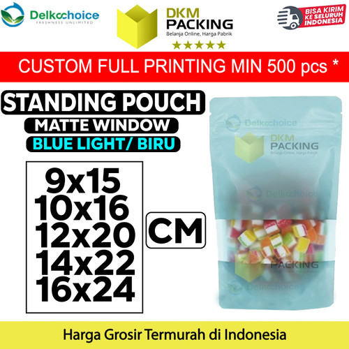 Plastik Klip BLUE MATTE WINDOW VARIAN Standing Pouch Kemasan Makanan