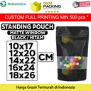 Plastik Klip BLACK MATTE WINDOW VARIAN Standing Pouch Kemasan Makanan