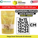 Standing Pouch GOLD MATTE WINDOW VARIAN Plastik Klip Kemasan Makanan