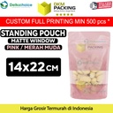 Plastik Klip 14x22cm PINK MATTE WINDOW Standing Pouch Kemasan Makanan