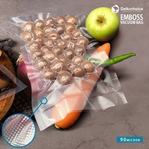 Plastik Vacuum Bag 23x34cm POLOS / EMBOSS Sealer Makanan DELKOCHOICE