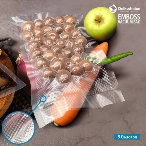 Plastik Vacuum Bag 17x25cm POLOS / EMBOSS Sealer Makanan DELKOCHOICE