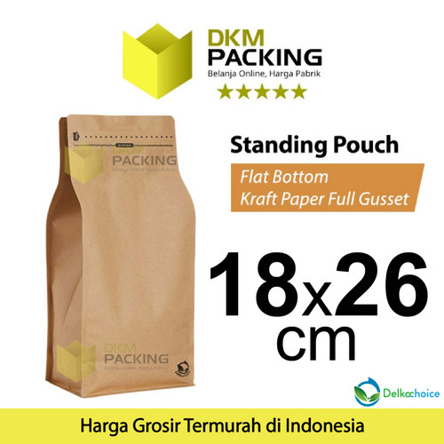 Standing Pouch 18x26cm FLAT BOTTOM KRAFT PAPER Kemasan Makanan-MURAH