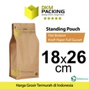 Standing Pouch 18x26cm FLAT BOTTOM KRAFT PAPER Kemasan Makanan-MURAH