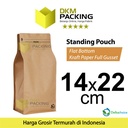 Standing Pouch 14x22cm FLAT BOTTOM KRAFT PAPER Kemasan Makanan-MURAH