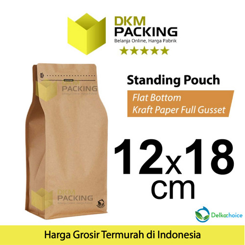 Standing Pouch 12x18cm FLAT BOTTOM KRAFT PAPER Kemasan Makanan-MURAH
