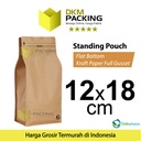 Standing Pouch 12x18cm FLAT BOTTOM KRAFT PAPER Kemasan Makanan-MURAH