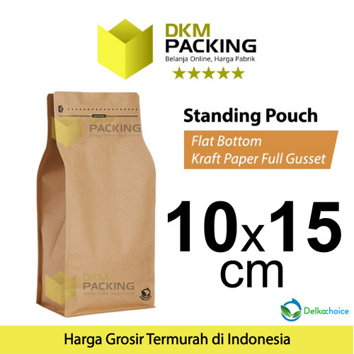 Standing Pouch 10x15cm FLAT BOTTOM KRAFT PAPER Kemasan Makanan-MURAH