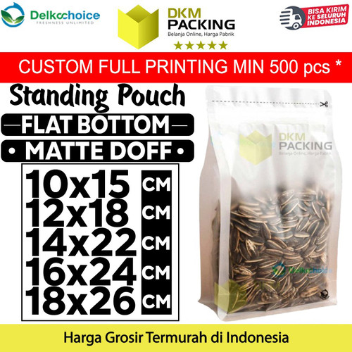 Standing Pouch FLAT BOTTOM MATTE DOFF Kemasan Makanan DELKOCHOICE