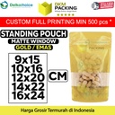 Plastik Klip GOLD MATTE WINDOW VARIAN Standing Pouch Kemasan Makanan