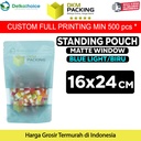Plastik Klip 16x24cm BLUE MATTE WINDOW Standing Pouch Kemasan Makanan