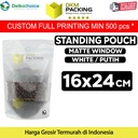 Plastik Klip 16x24cm WHITE MATTE WINDOW Standing Pouch Kemasan Makanan