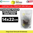 Plastik Klip 14x22cm WHITE MATTE WINDOW Standing Pouch Kemasan Makanan