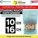 Standing Pouch 10x16cm BLUE MATTE WINDOW Plastik Kemasan Makanan