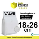 Flat Bottom VALVE 18x26cm Putih Standing Pouch Ziplock Plastik Klip