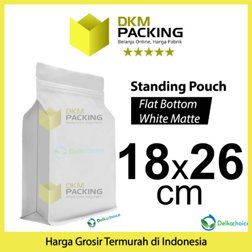 Plastik Klip Flat Bottom Putih 18x26cm Standing Pouch Ziplock Kemasan