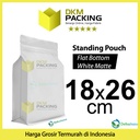 Plastik Klip Flat Bottom Putih 18x26cm Standing Pouch Ziplock Kemasan