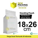 Flat Bottom Putih 18x26cm Plastik Klip Standing Pouch Ziplock Kemasan