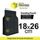 Flat Bottom Hitam 18x26cm Plastik Klip Standing Pouch Ziplock Kemasan
