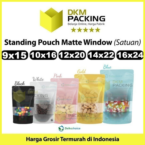 Standing Pouch 16x24cm MATTE WINDOW VARIAN Plastik Klip Sealer Makanan