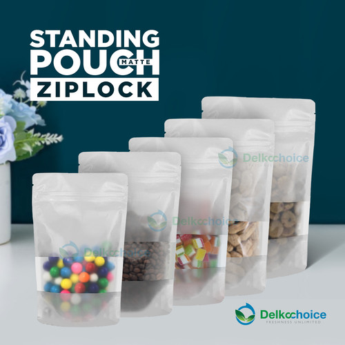 Standing Pouch WHITE MATTE WINDOW VARIAN Plastik Klip Kemasan Makanan