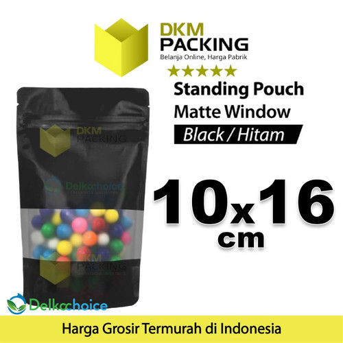 Standing Pouch BLACK MATTE WINDOW VARIAN Plastik Klip Kemasan Makanan