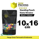 Standing Pouch BLACK MATTE WINDOW VARIAN Plastik Klip Kemasan Makanan