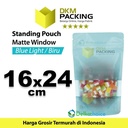 Plastik Klip 16x24cm BLUE MATTE WINDOW Standing Pouch Kemasan Makanan