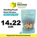 Plastik Klip 14x22cm BLUE MATTE WINDOW Standing Pouch Kemasan Makanan