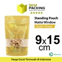 Plastik Klip 9x15cm GOLD MATTE WINDOW Standing Pouch Kemasan Makanan