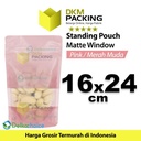 Plastik Klip 16x24cm PINK MATTE WINDOW Standing Pouch Kemasan Makanan