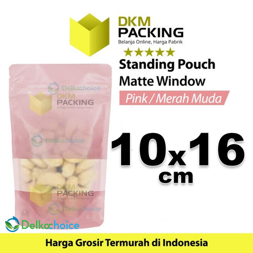 Plastik Klip 10x16cm PINK MATTE WINDOW Standing Pouch Kemasan Makanan