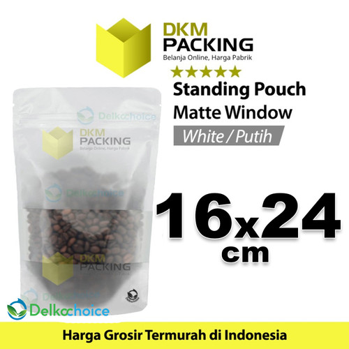 Plastik Klip 16x24cm WHITE MATTE WINDOW Standing Pouch Kemasan Makanan