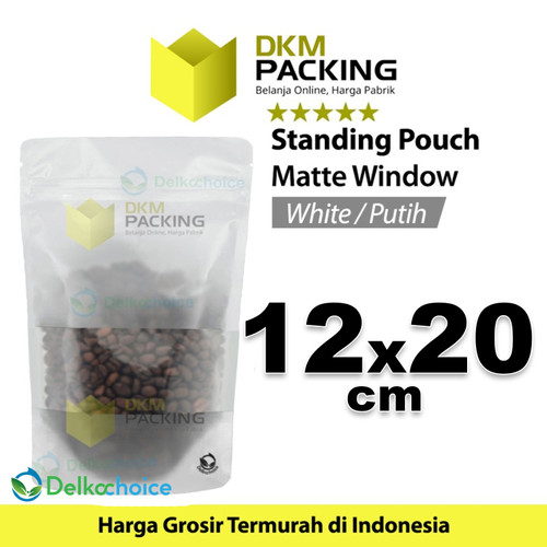 Plastik Klip 12x20 WHITE MATTE WINDOW Standing Pouch Kemasan Makanan