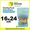 Standing Pouch 16x24cm BLUE MATTE WINDOW Plastik Kemasan Makanan