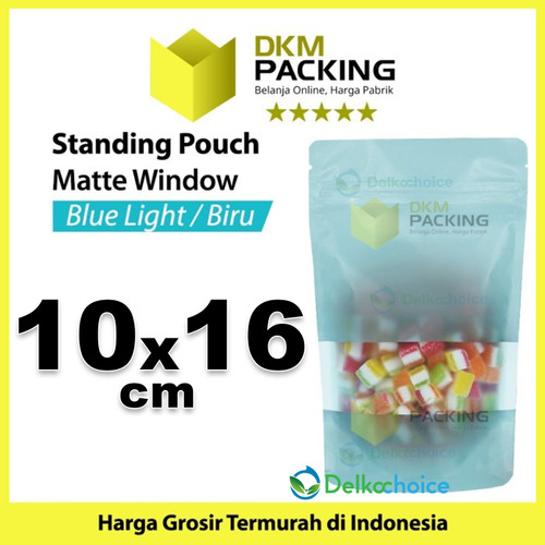 Standing Pouch 10x16cm BLUE MATTE WINDOW Plastik Kemasan Makanan