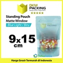 Standing Pouch 9x15cm BLUE MATTE WINDOW Plastik Kemasan Makanan