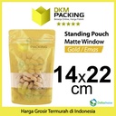 Standing Pouch 14x22cm GOLD MATTE WINDOW Plastik Kemasan Makanan
