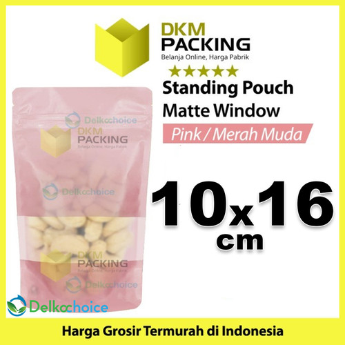 Standing Pouch 10x16cm PINK MATTE WINDOW Plastik Kemasan Makanan