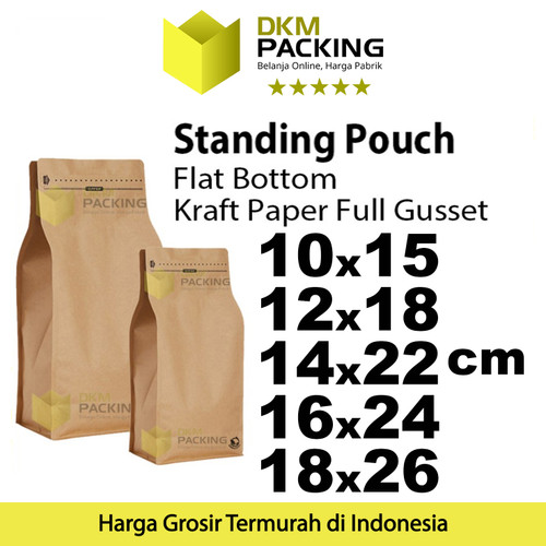 Plastik Klip 18x26cm FLAT BOTTOM KRAFT PAPER Kemasan Makanan-MURAH