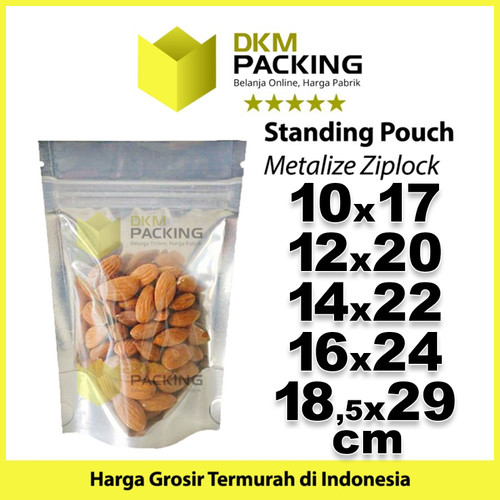 Plastik Klip 18x27cm Metalize Ziplock Standing Pouch Delkochoice