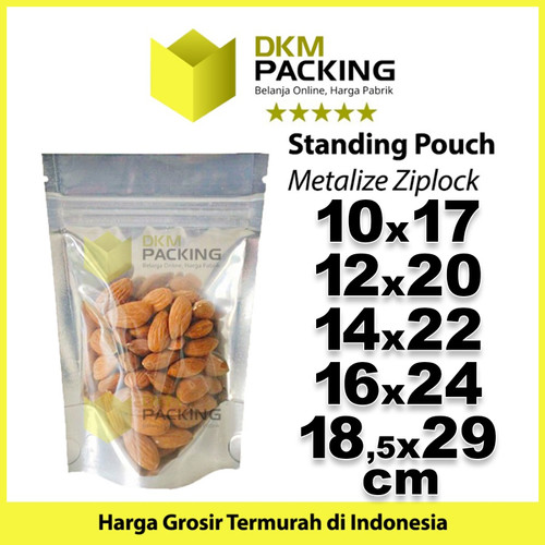 Plastik Klip 16x24cm Metalize Ziplock Standing Pouch Delkochoice