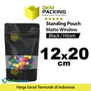 Standing Pouch BLACK MATTE WINDOW VARIAN Plastik Klip Kemasan Makanan