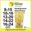 Standing Pouch 16x24cm GOLD MATTE WINDOW Plastik Kemasan Makanan