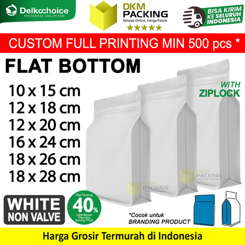 Plastik Klip Flat Bottom Putih 18x26cm Standing Pouch Ziplock Kemasan