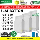 Plastik Klip Flat Bottom Putih 18x26cm Standing Pouch Ziplock Kemasan